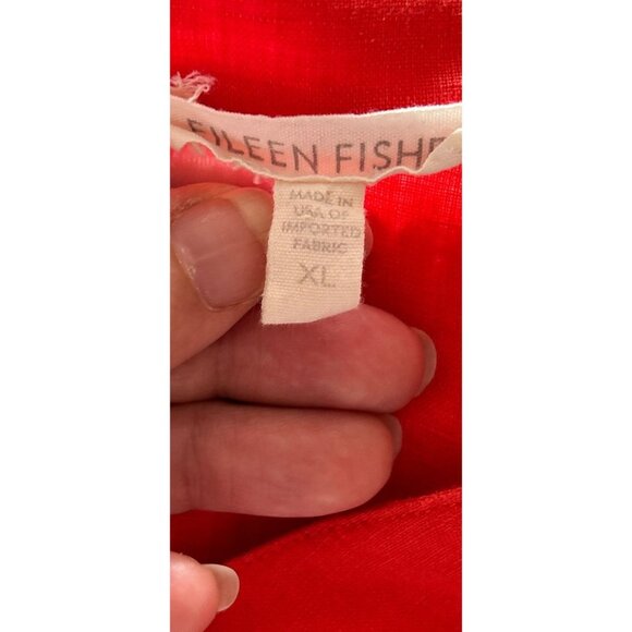 EILEEN FISHER 100% Irish Linen Organic Blouse Button-down Shirt Long Sleeve Red - Picture 10 of 10